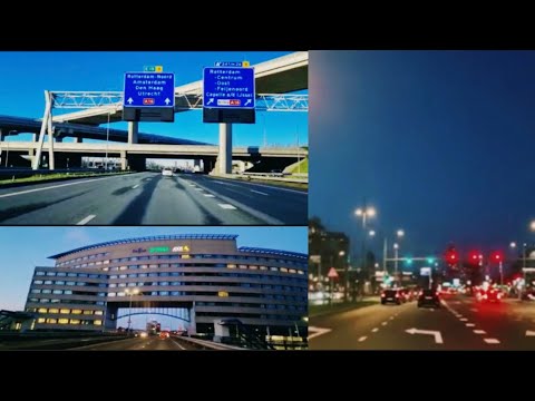 Den Haag to Rotterdam by driving tour in the city day and night. waxanu babuur kumarnay Den Haag NL