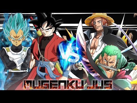 Goku Xeno & Vegeta SSB vs Zoro V3 & Shanks [Dragon Ball vs One Piece] ANIME MUGEN JUS