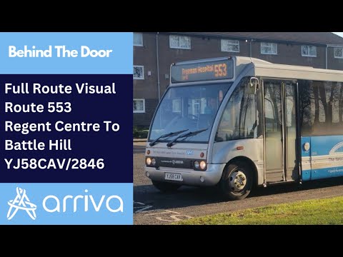 Full Route Visual | Arriva Northumbria Bus Route 553 - Regent Centre to Battle Hill | YJ58CAV/2846