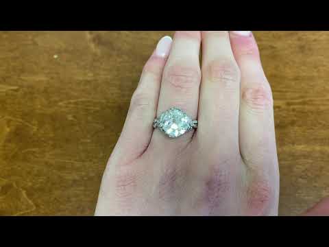 4.20ct Center Old European Cut Diamond Bow Motif Engagement Ring - Bedworth Ring - Hand Video