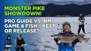 Monster Pike Showdown! 🔥 Pro Guide vs. NM Game & Fish – Keep or Release? 🎣🔥 #icefishing