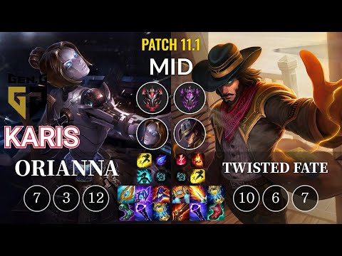 GEN Karis Orianna vs Twisted Fate Mid - KR Patch 11.1