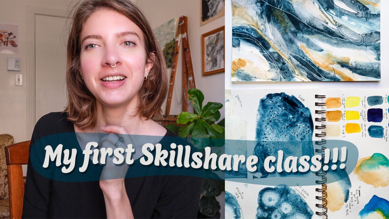 Abstract Watercolor Painting TUTORIAL ⚘ My first Skillshare class (get a free month)!