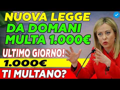 🚨 Solo 1 Giorno Rimasto! Nuova Legge Stradale – Rischio Multa Fino a 1.000€