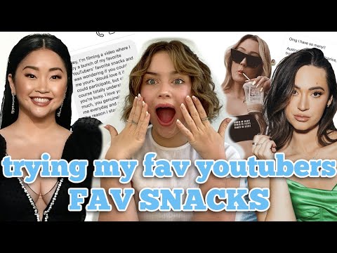 trying FAMOUS YOUTUBERS'  FAVORITE SNACKS l LANA CONDOR, ALISHA MARIE, LAURDIY