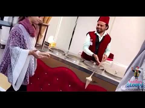 PUNJABI FAMOUS FEMALE SINGER SUNANDA SHARMA AT TWISTING SCOOPS TURKISH ICE CREAM STORE IN INDIA(del)