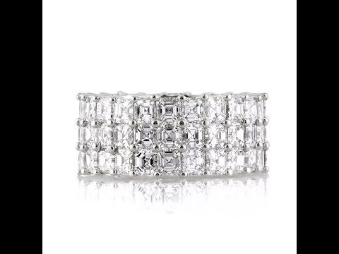 Mark Broumand - 8.12ct Three-Row Asscher Cut Diamond Eternity Band