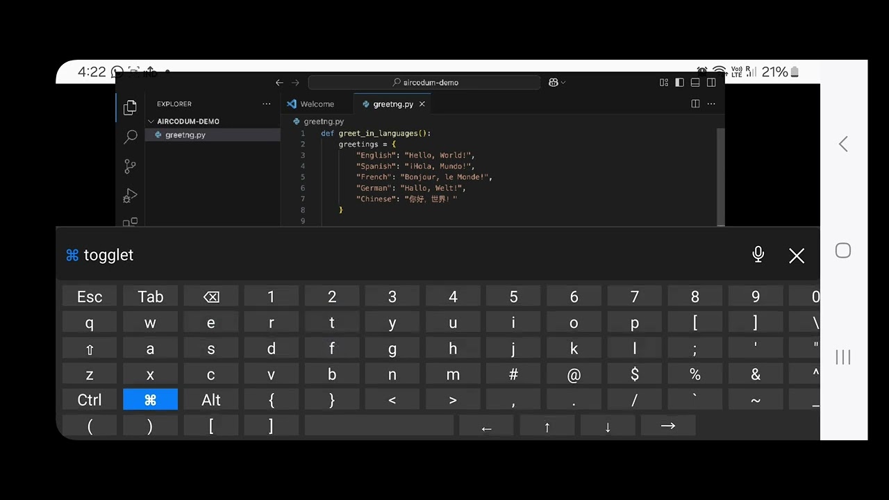 AirCodum: Mirror, Control and Code in VS Code right from your phone!