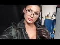 Britney Bordeaux All Black Leather PVC Thigh High Boots