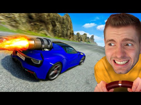 DESCI uma ladeira com CARROS A JATO no BeamNG Drive!