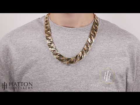 9ct Yellow Gold Solid Heavy Square Curb Chain - 16mm - 24"