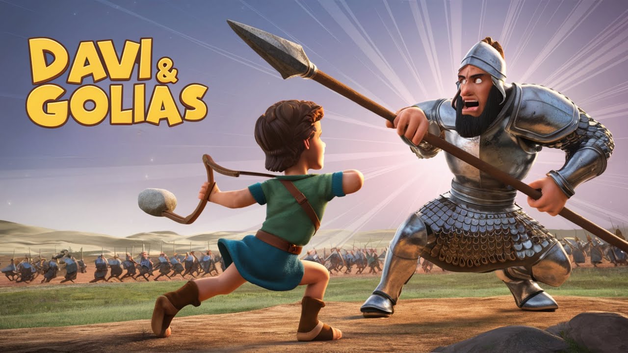 A HISTÓRIA DE DAVI E GOLIAS PARA CRIANÇAS| BÍBLIA KIDS