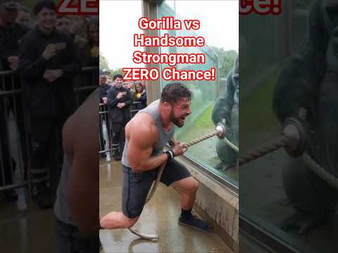 💪 Strongman vs Gorilla in Heavy Rain — He Thinks He’s Ready! 🦍⚡ #shorts