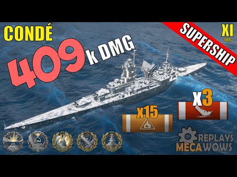 DAMAGE RECORD! Condé 409k Damage & 3 Kills | World of Warships Gameplay