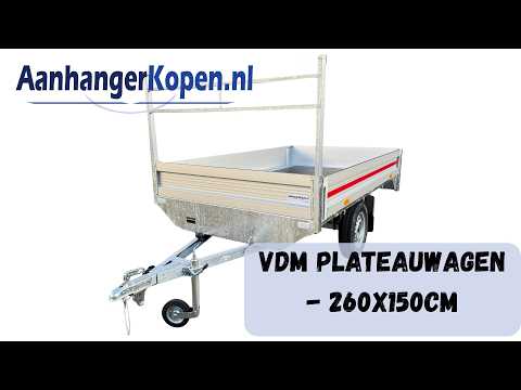 Plateauwagen 260x150cm - 750kg - ongeremd - enkelas