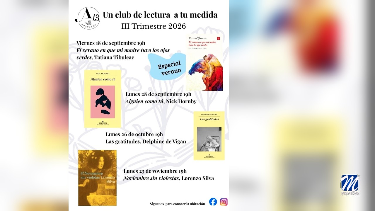 Nueva agenda del club de lectura de A13 Nueva agenda del club de lectura de A13