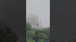 2nd alarm fire in Île-des-Sœurs seen from the REM train.