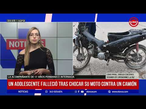 La Paz: Un adolescente falleció tras chocar su moto contra un camión