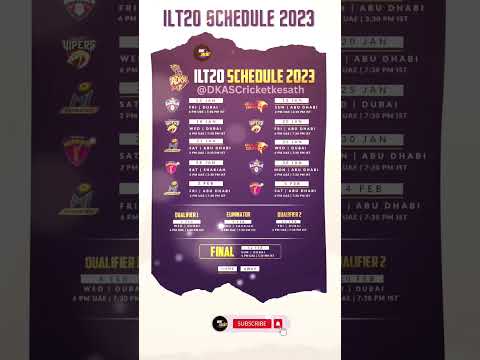 ILT20 Schedule 2023 #trendingshorts #viralshorts #shorts #ytshorts #ilt20 #abkr #dc #t20 #cricket