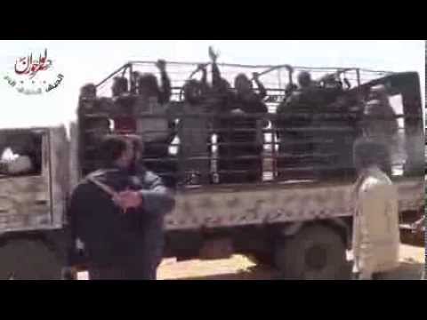 فرحة معتقلي سجن غرز بعد تحريرهم من قبل لواء جسر حوران