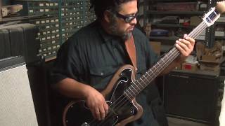 Video thumbnail for Juan Perez playing Walnut AMB-2 Scroll Bass Guitar by Bruce Johnson by Packinghouse Creative