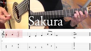 SAKURA - Easy Arrangement - Full Tutorial with TAB - Classical Guitar