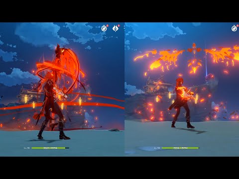 Diluc New Outfit Skin In Game Comparison - Idle Animation, Elemental Skill and Burst