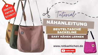 Tutorial Nähanleitung Beuteltasche Sackeline - Gratis Papierschnittmuster