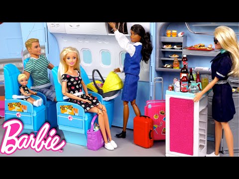 Barbie & Ken Family Travel Routine - Baby First Airplane Ride