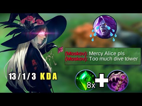 ALICE GOLD LANE AGGRESSIVE "TOWER DIVE" IN THIS BUILD (PLEASE TRY!!)ALICE GLOBAL -MLBB