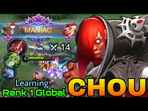 MANIAC Chou Unstoppable Offlaner! - Top 1 Global Chou by Learning. - MLBB