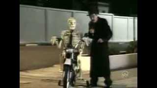Skeleton on the motorcycle scares people- Prank Br