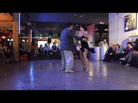  German Salvatierra  and  Samantha Di Paolo  are  dancing  to  the  milonga  "  La Milonga De Buenos Aires  "  by  Francisco Canaro