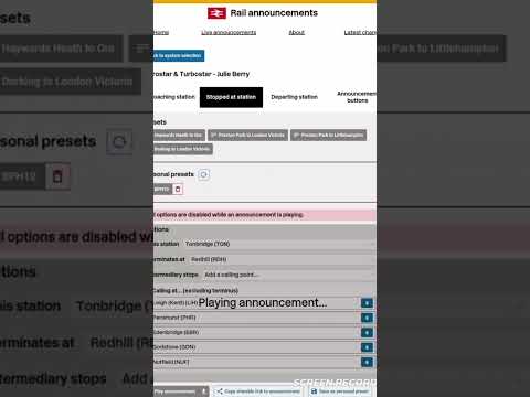 Southern announcement from Tonbridge to Redhill