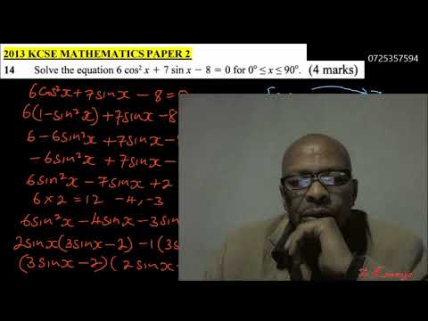 2013 KCSE MATHEMATICS PAPER 2 QUESTION 14 ON TRIGONOMETRY