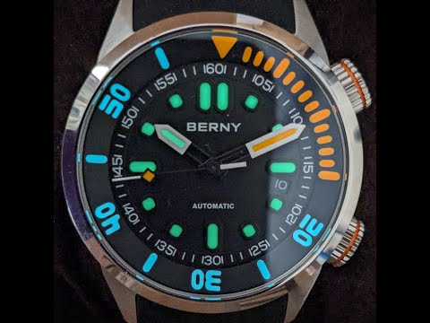 Review of the Berny 20Bar (200m) Divers Watch AM339M - Compressor (internal bezel)