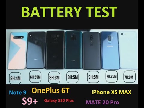 BATTERY TEST Galaxy S10 Plus vs iPhone XS MAX vs Note 9 vs S9+ vs MATE 20 Pro vs OnePlus 6T
