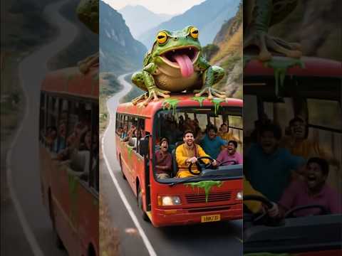 Brave Little Ronaldo Faces the Giant Frog to Save the Passenger Bus!