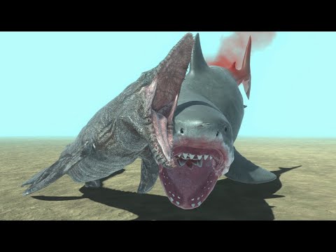 Megalodon VS Mosasaurus - Animal Revolt Battle Simulator | Escape from Piranhas