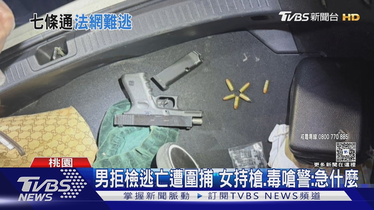 影音/拒檢狂逃基隆飆到中壢!7條通緝男落網 女友包包搜出槍毒