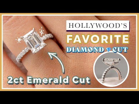 I Made a Celebrity Inspired Engagement Ring | 2.0ct Emerald Cut Diamond Hidden Halo 1.9mm Band Ring
