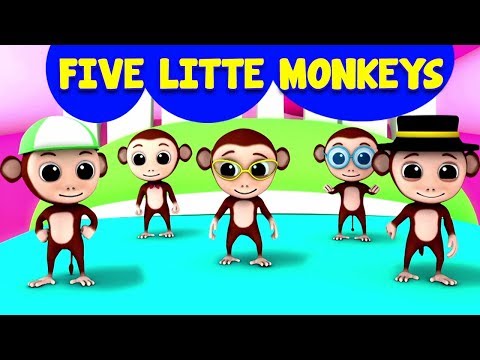 fünf kleine Affen | Reime für Kinder | Babylieder | Preschool Songs | Five Little Monkeys