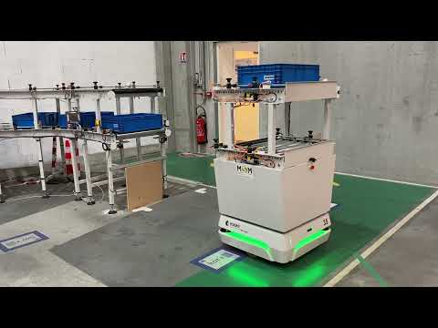 Robot mobile autonome HUSKY CONVOYEUR - Convoyeur simple ou multi étages pour transfert de bacs poste à poste - Charge utile 50Kg_1