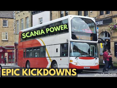 EPIC Kickdowns! ZF Scania N94UD OmniDekka Uphill Thrash! Yorkshire Buses SDO1, YB03BUS