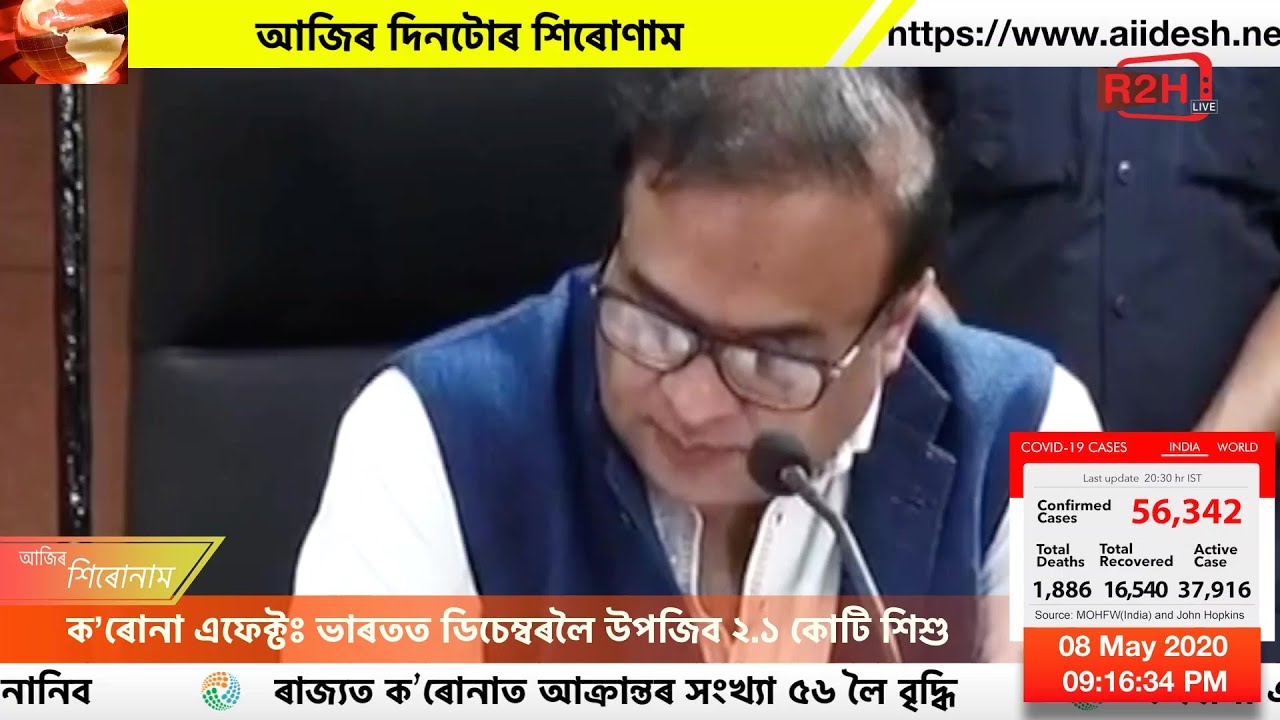 ৮ মে' ২০২০, আজিৰ দিনটোৰ শিৰোণাম