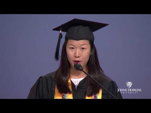 Johns Hopkins Student Body President Amy Sun speaks at Commencement 2016