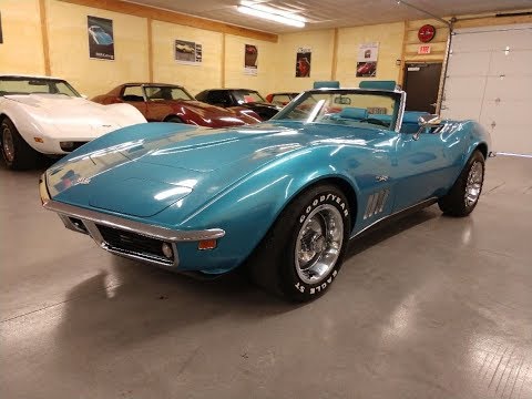 1969 LeMans Blue Corvette Stingray Convertible 4spd For Sale Video