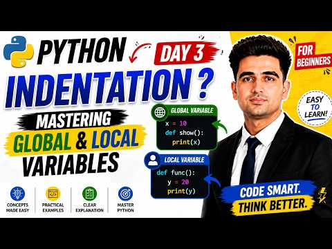 Python Variables Explained Global Vs Local Variables Indentation Python Tutorial