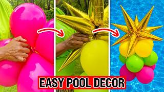 Easy Floating Pool Balloon Decor with a Star Topper