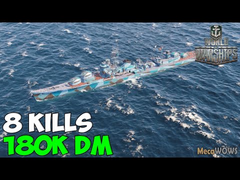 World of WarShips | Kitakaze | 8 KILLS | 180K Damage - Replay Gameplay 4K 60 fps